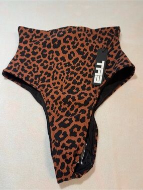 New Ta3  High-Waist High Cut Leopard Print Bikini Bottoms - XXS